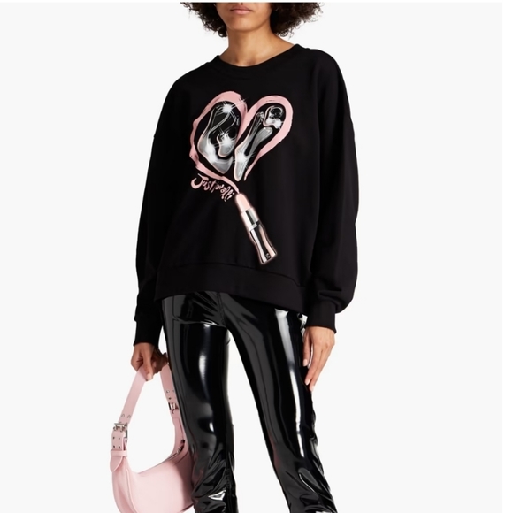 Just Cavalli Tops - JUST CAVALLI Cutout printed French cotton-terry sweatshirt sz XL NEW